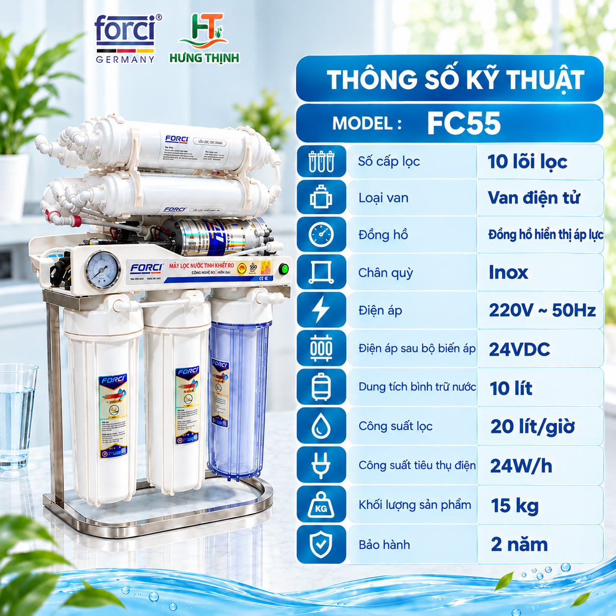Máy lọc nước để gầm RO Forci FC55
